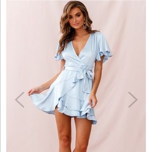 Selfie Leslie Cami Angel Sleeve Faux Wrap Dress